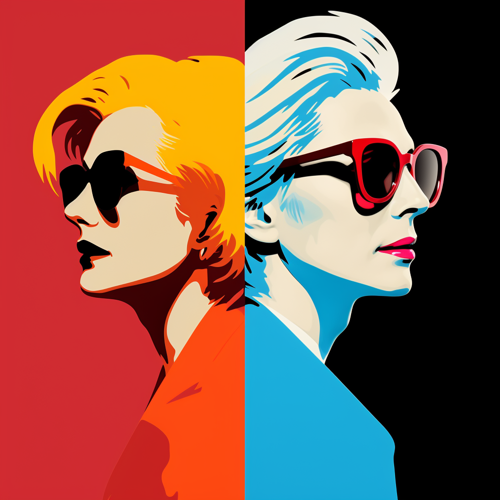 Pop Art Bartalk Woman Man Minimalistic Andy Warhol Style