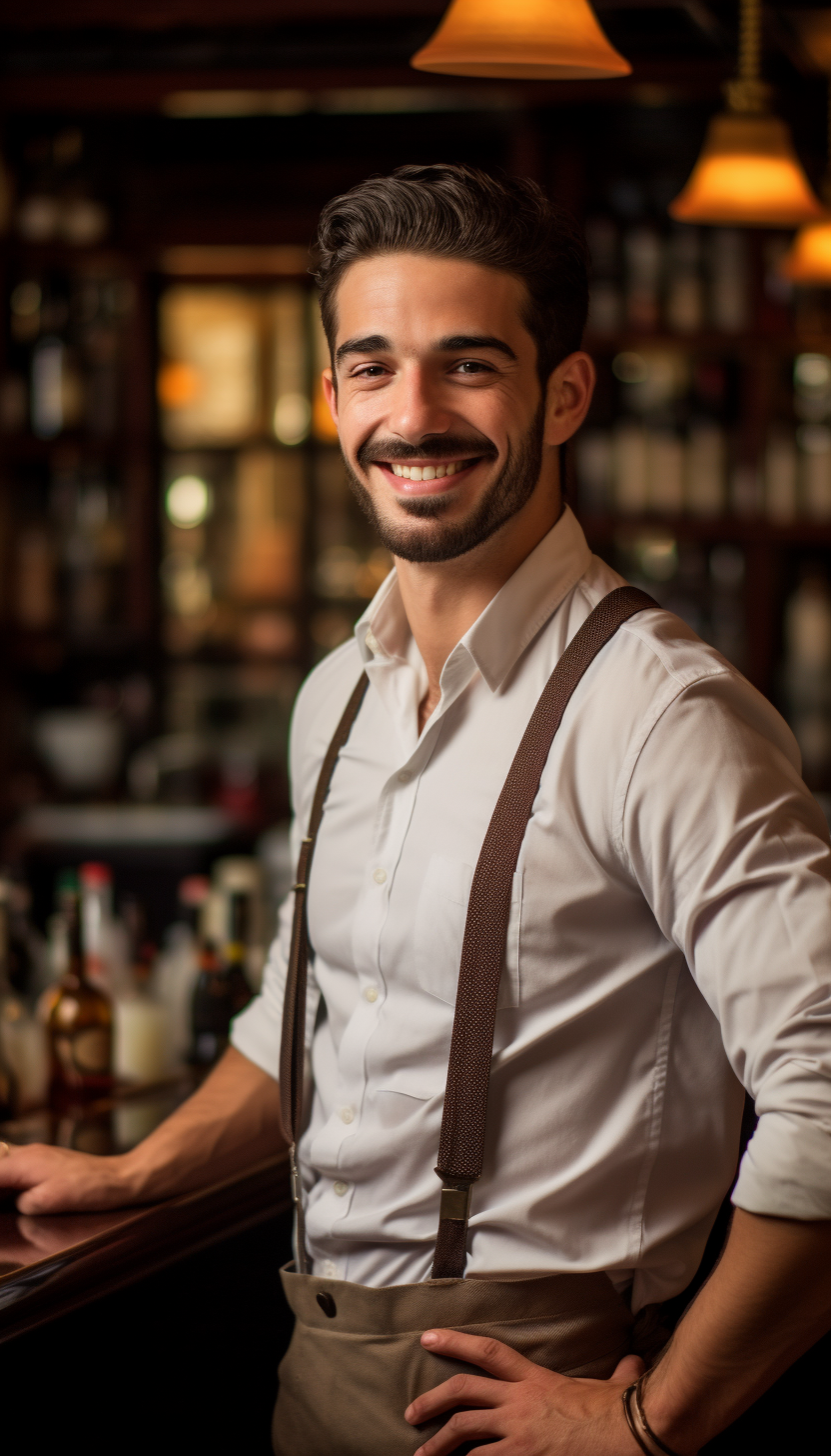 Bartender smiling at restaurant