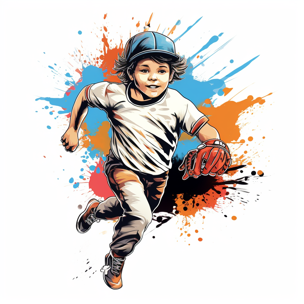 Illustration of a playful baseball boy