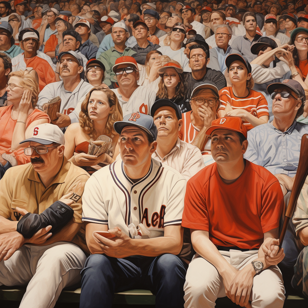 Energetic baseball crowd cheering