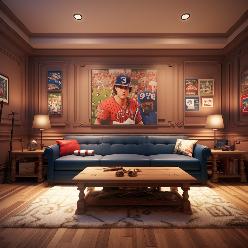 Disney-themed baseball family living room