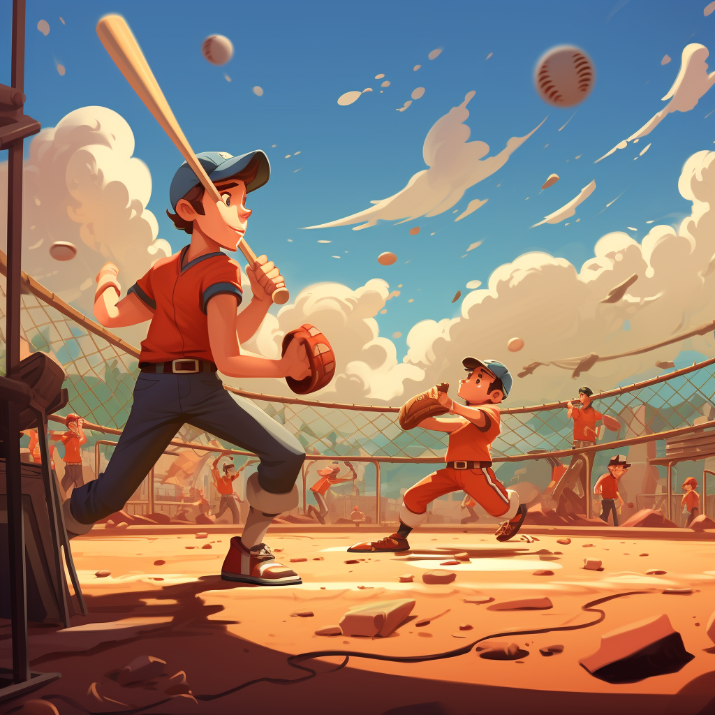 Cartoon Baseball Practice Illustration