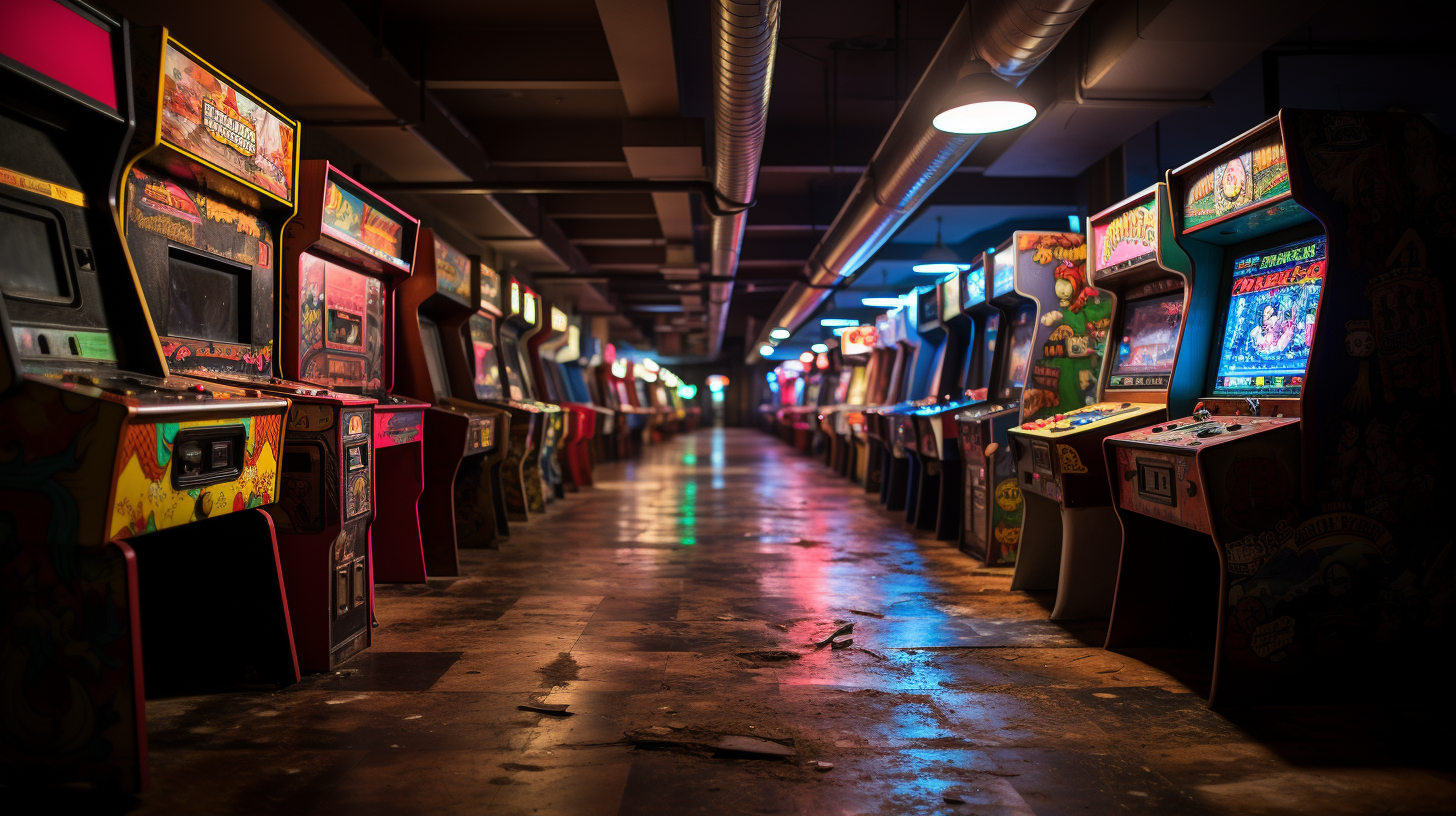 Midcentury Modern Basement Arcade with Retro Games