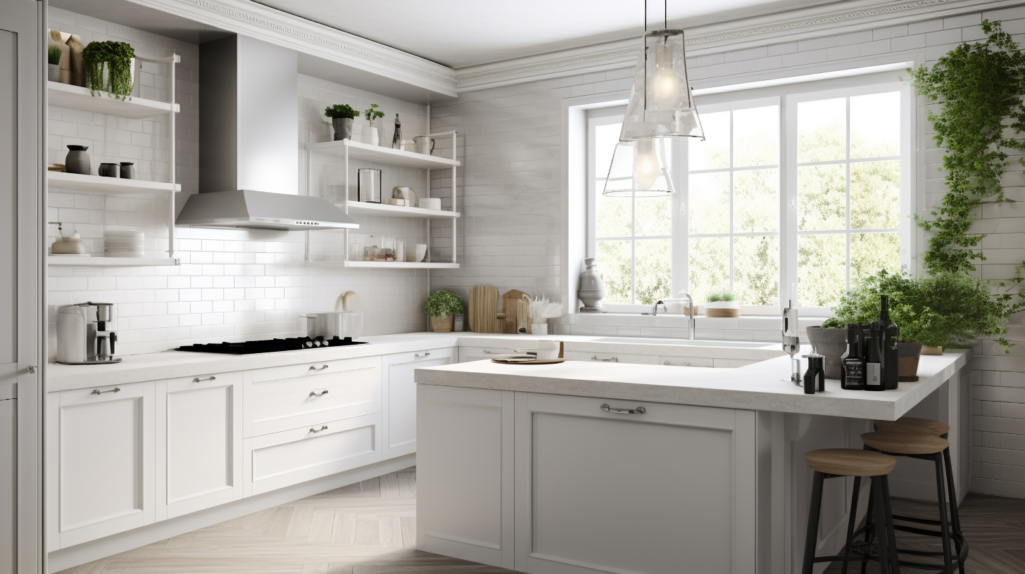 Elegant white kitchen design interior