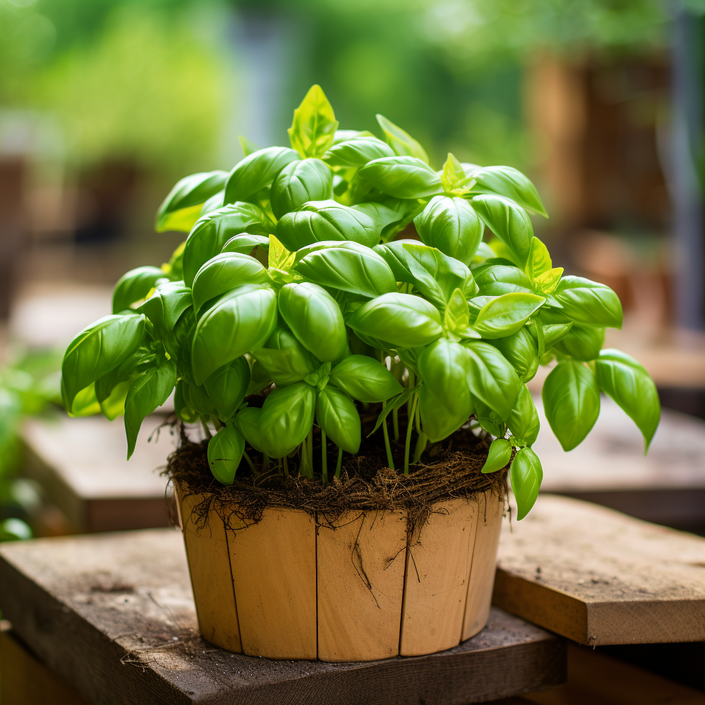 Basil plant in pot