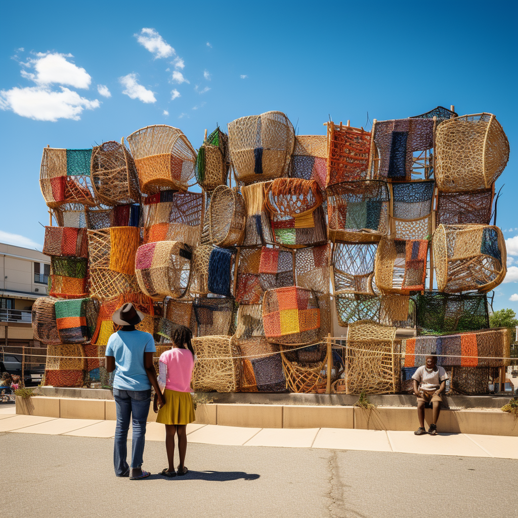 Beautifully crafted basket-woven African art fabric residence