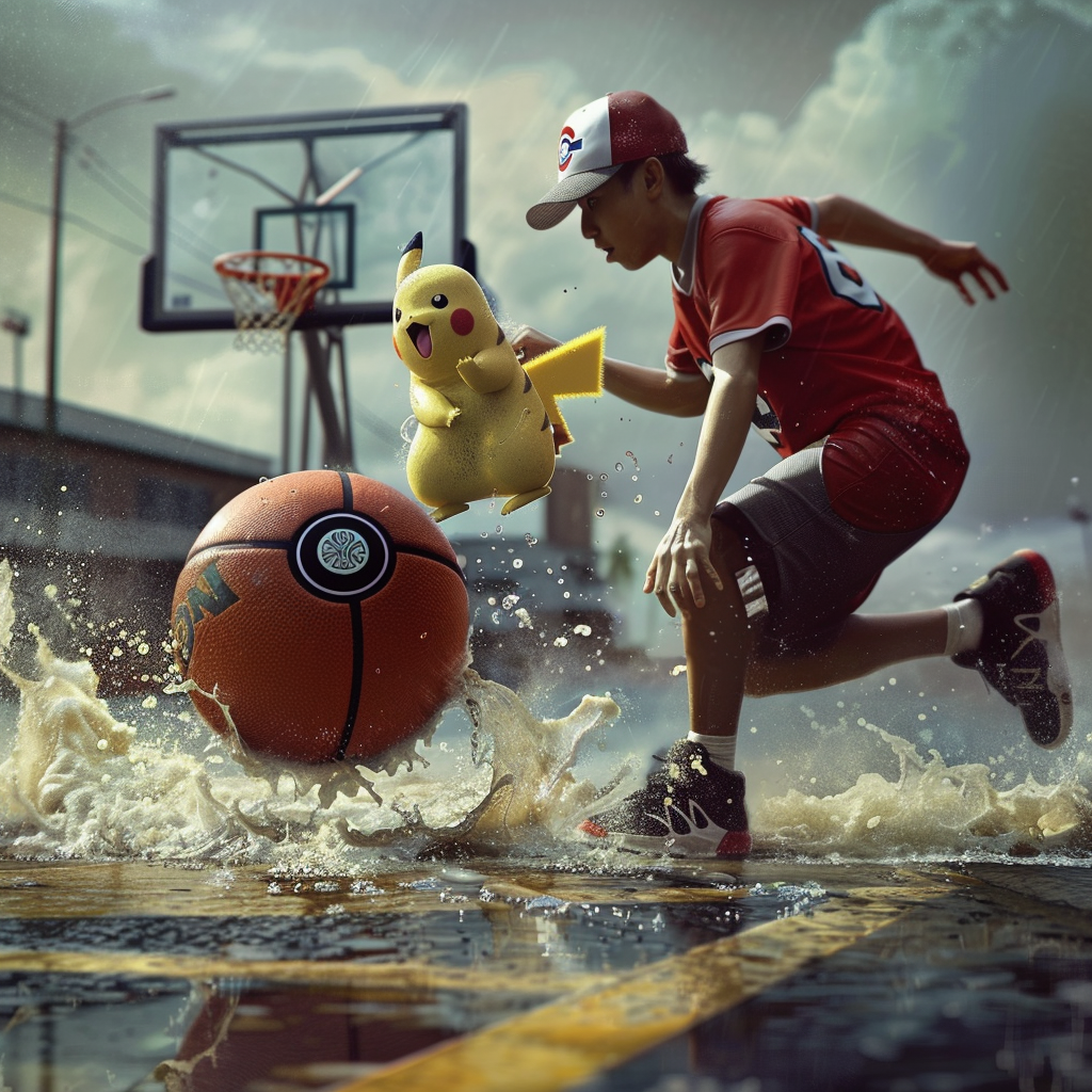 Basketball game with pokeball