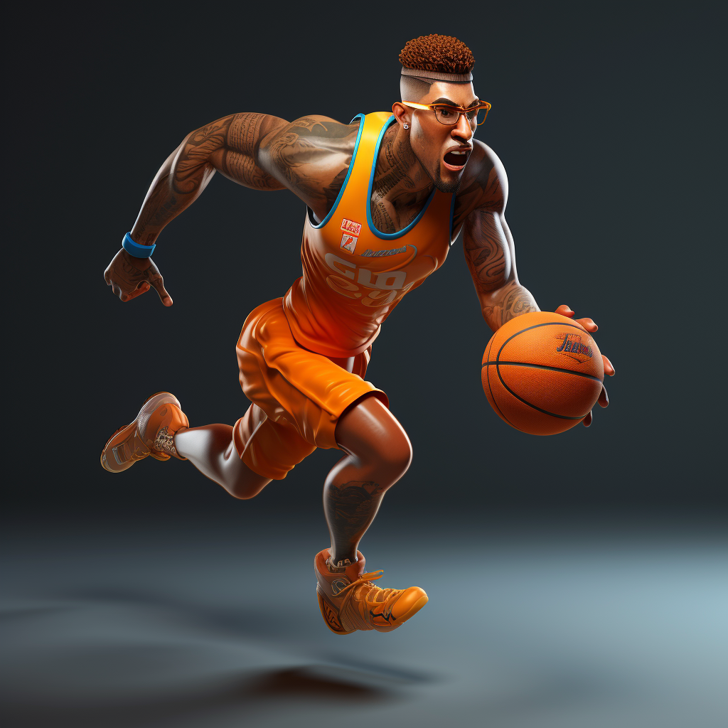 3D basketball player running