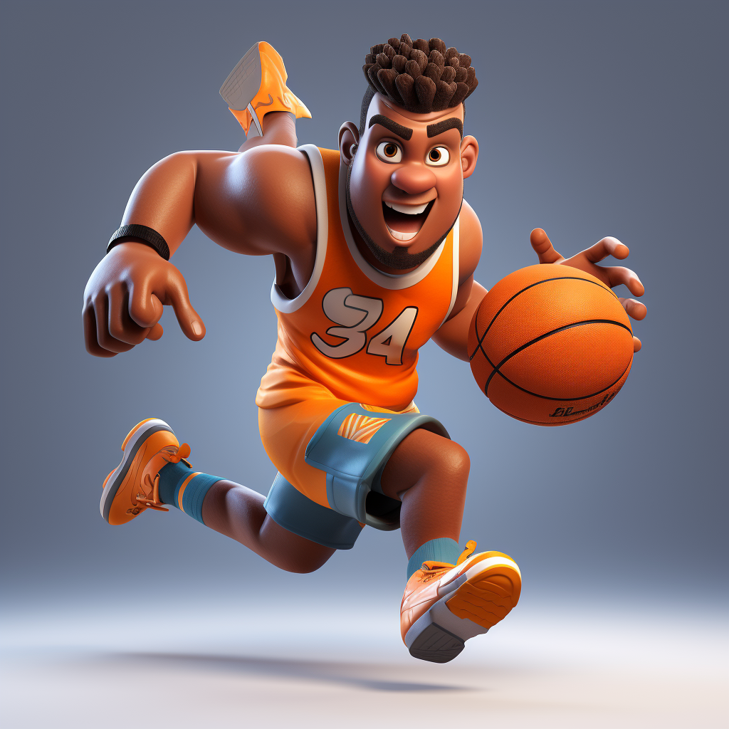 3D basketball player in action