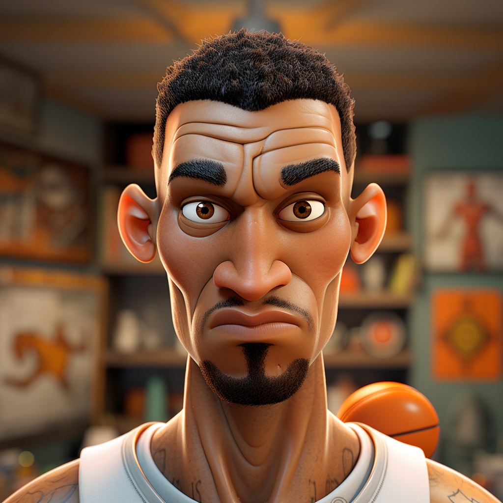 Cartoon basketball player Scoot Henderson in realistic style