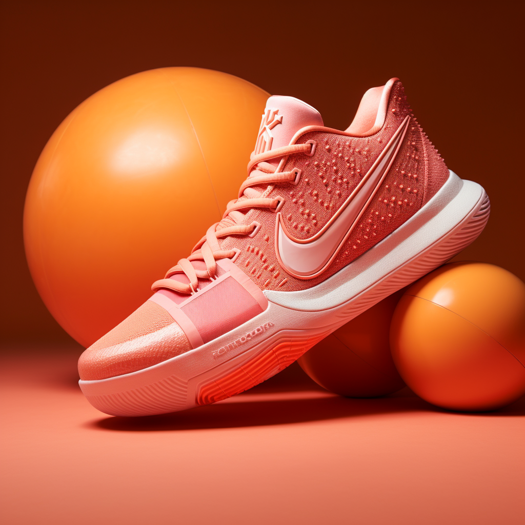 Stylish basketball shoe on peach backdrop