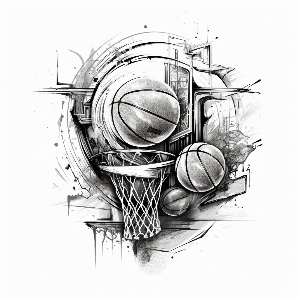 Tattoo sketch on arm with basketball theme