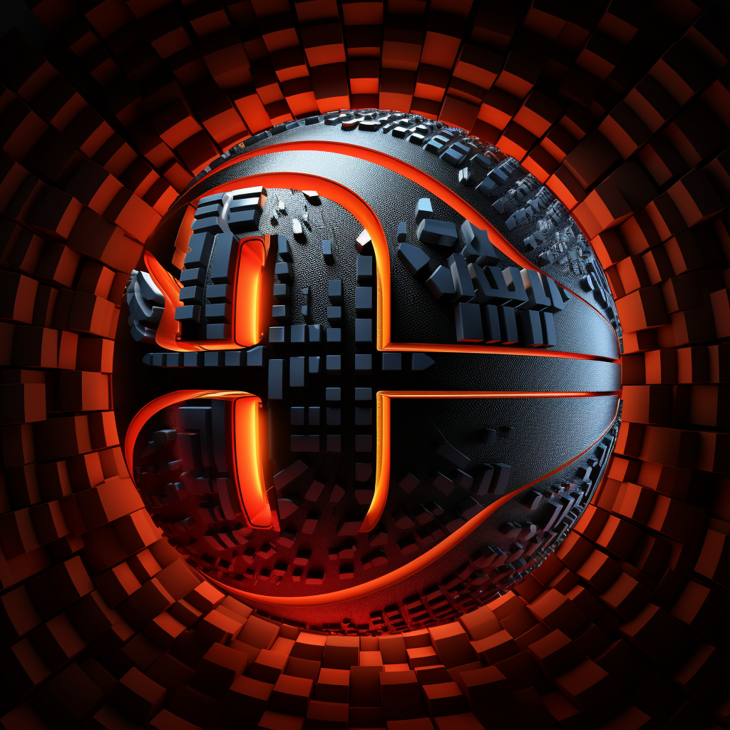 3D ball text on basketball texture