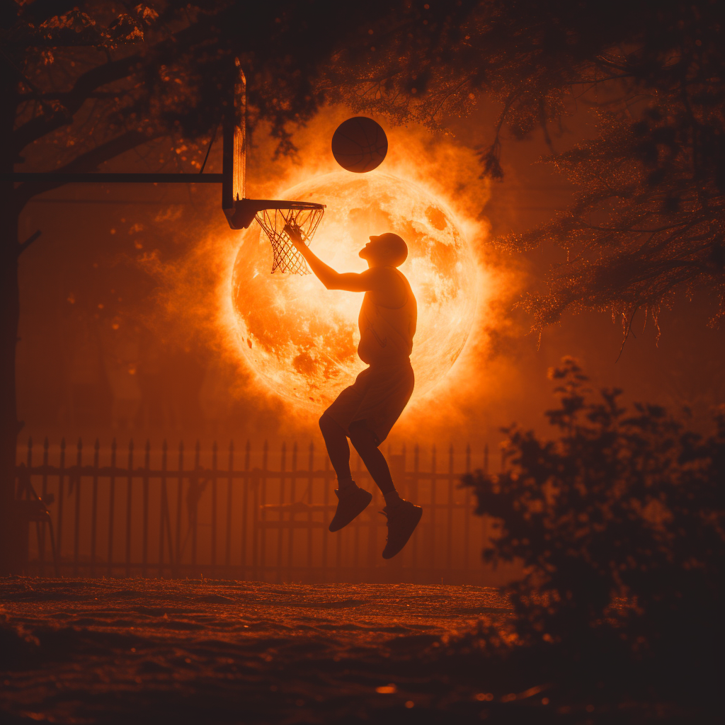 Basketball Dunk with Sun Ball Visuals