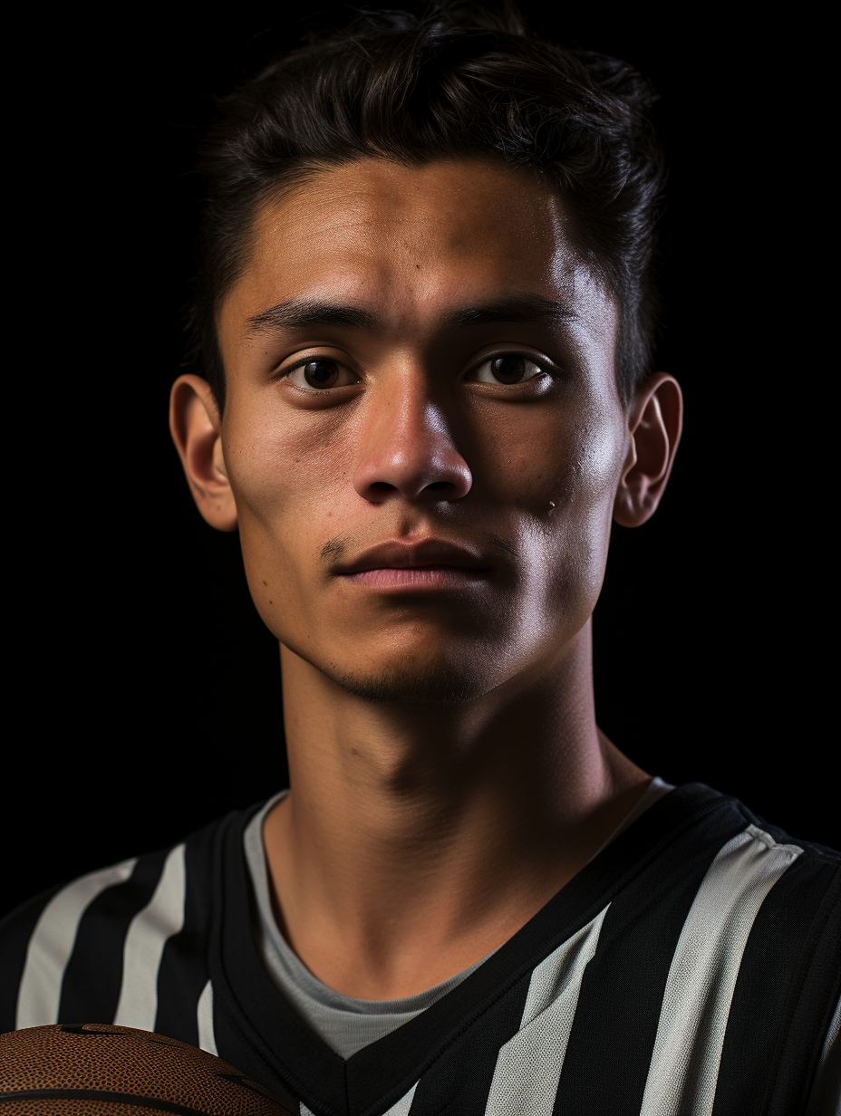 Studio Portrait of Basketball Referee and Filipino Player