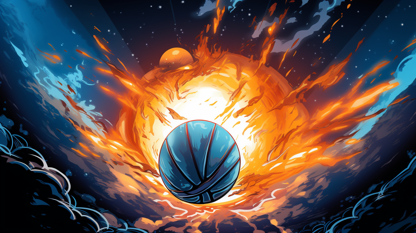 Illustration of basketball in blue palette