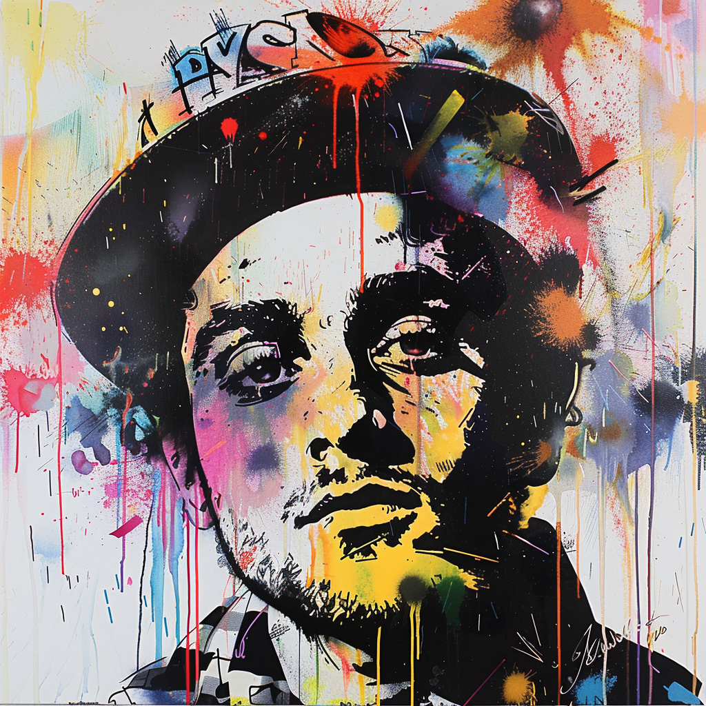 Contemporary artwork Mac Miller paint splatters