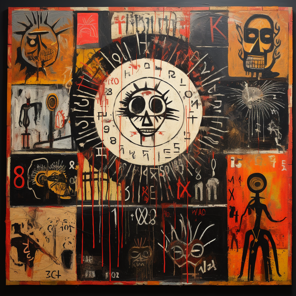 Basquiat-inspired calendar tragedy painting