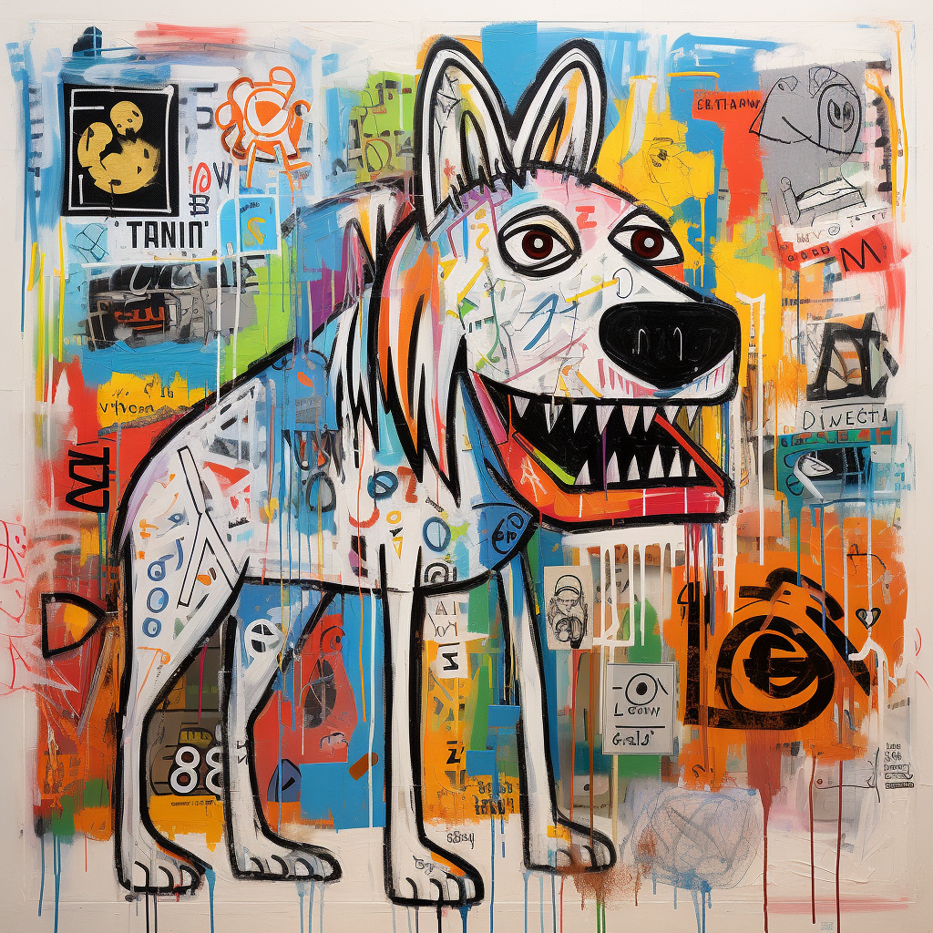 Expressionist portrait of Basquiat's dog