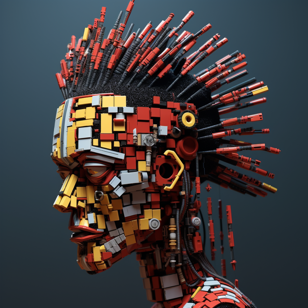 Intricate Basquiat-inspired punk head in Minecraft style