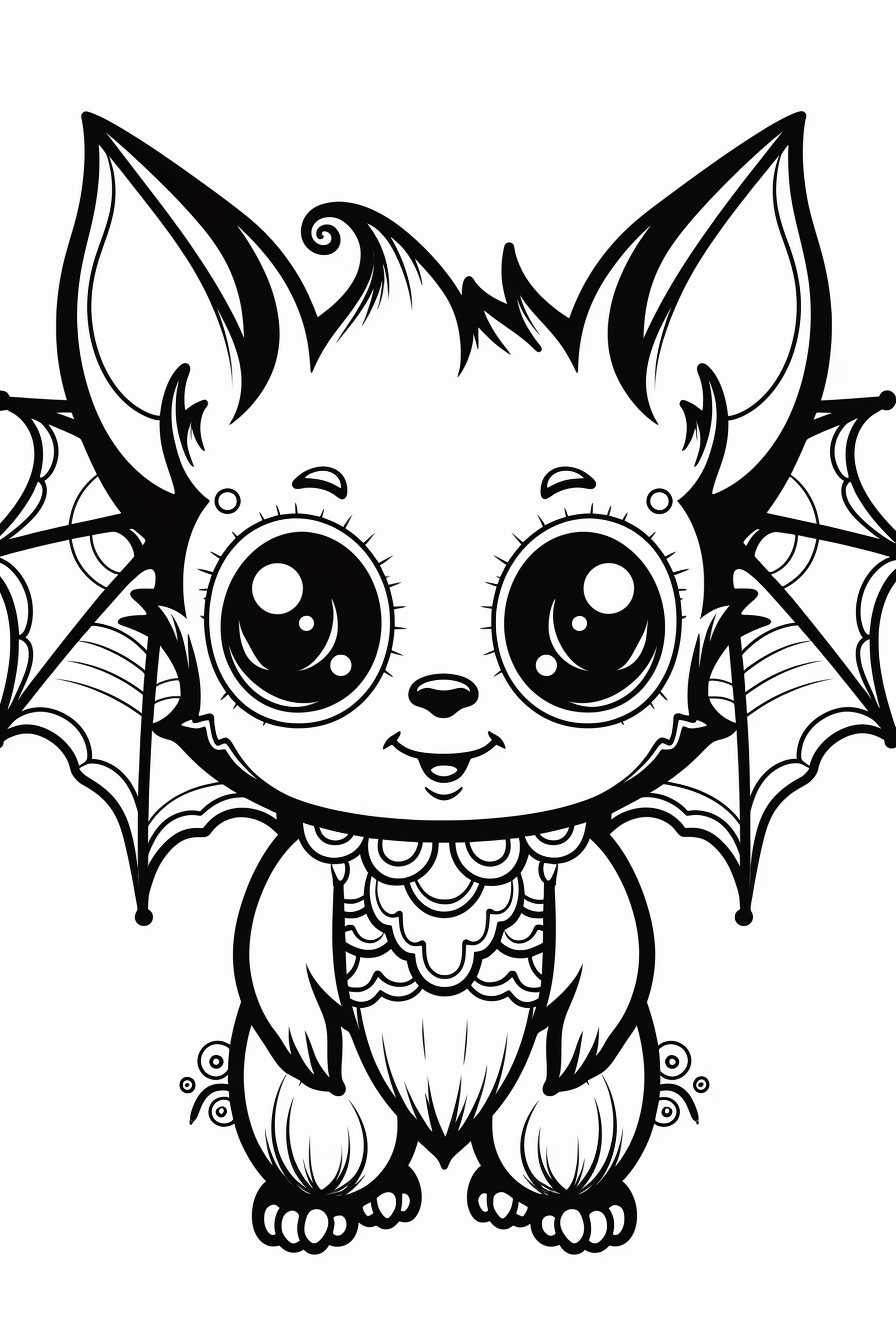 Bat Mandala with Kawaii Eyes