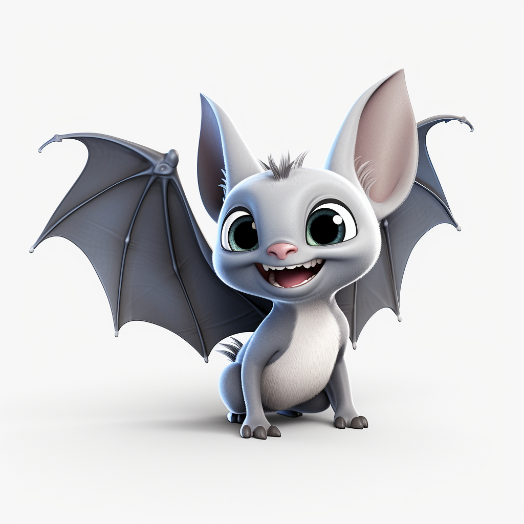 Cute cartoon bat on white background