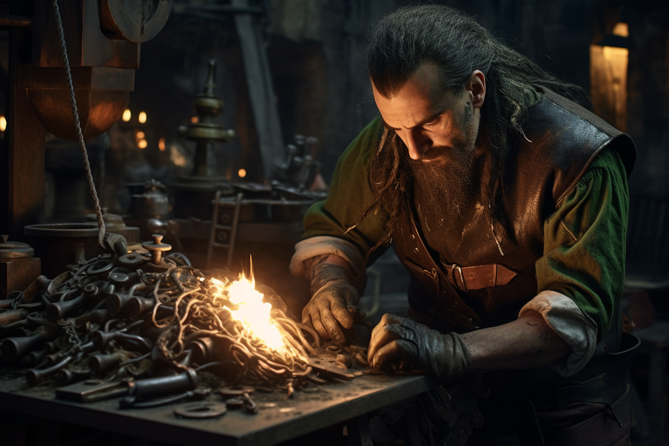 Detailed image of steampunk batfolk blacksmith