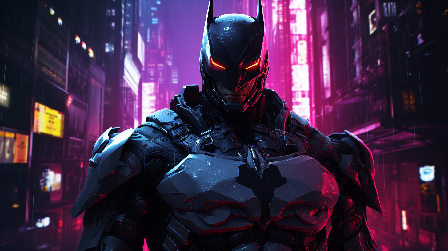 Batman cyberpunk robot in night city