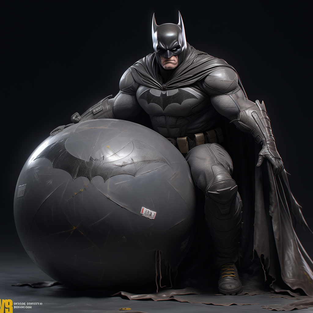 Batman on inflatable ball in digital artwork