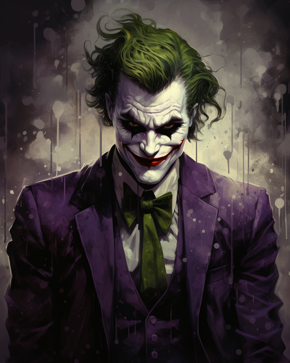 Cartoon image of Batman and Joker in intense confrontation