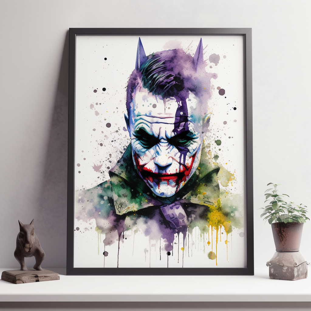 Watercolor Batman Joker Heads