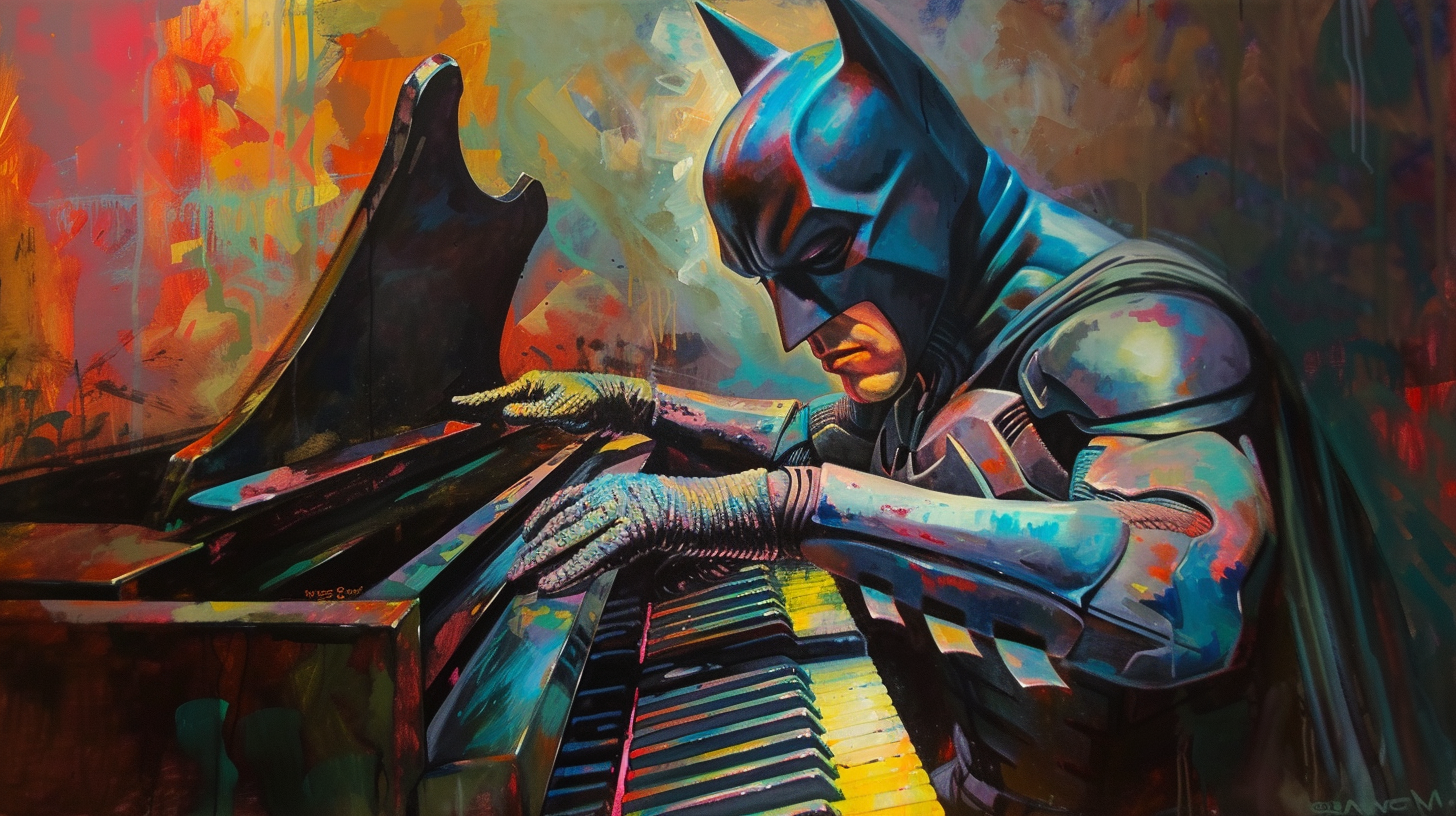 Batman playing piano, African American