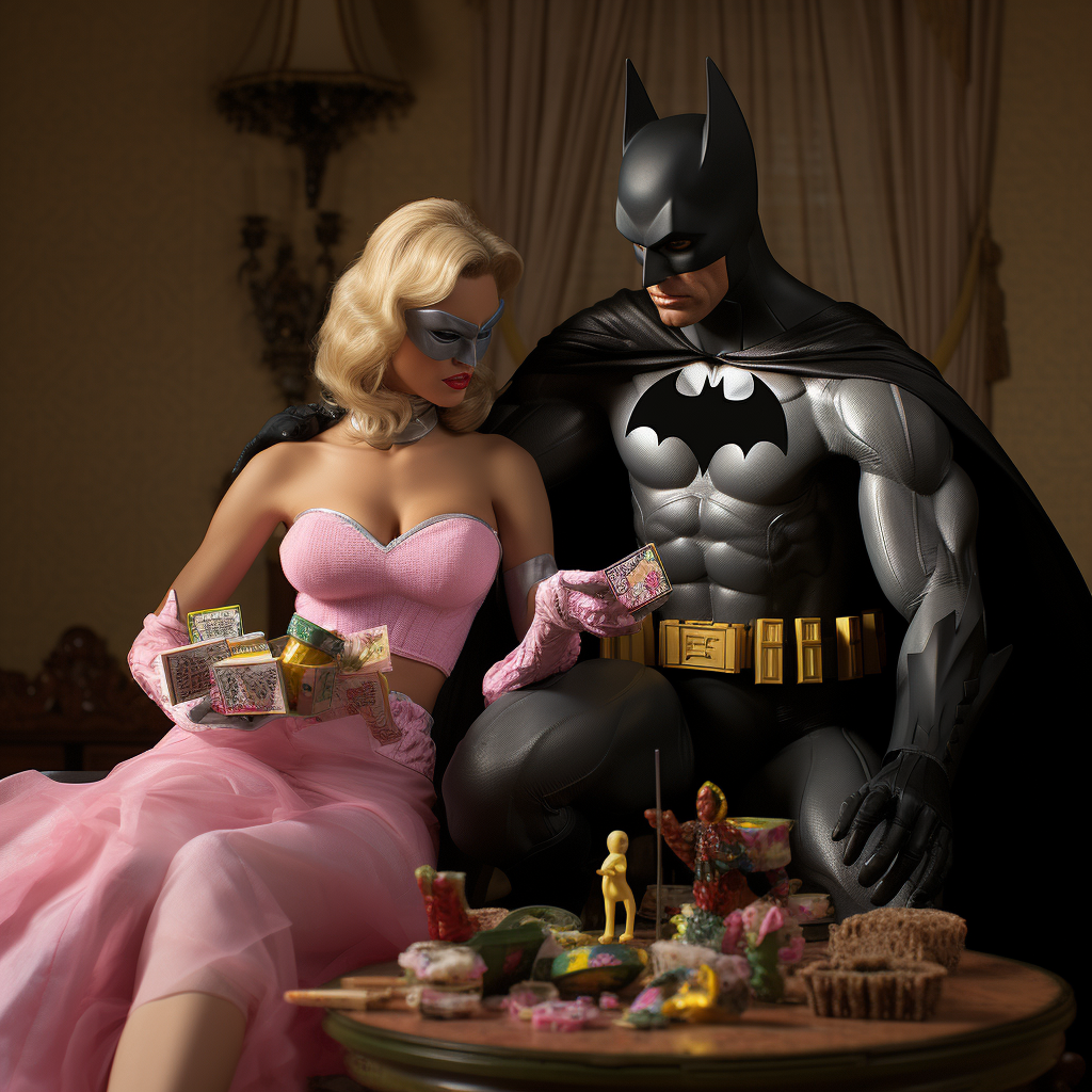 Batman and Barbie having fun together