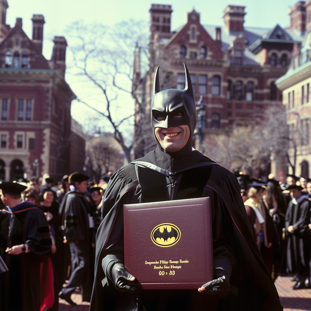 Batman with Veterinary Graduation Diploma