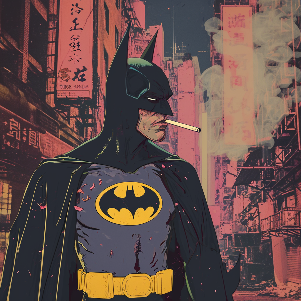 Batman anime retro close up image