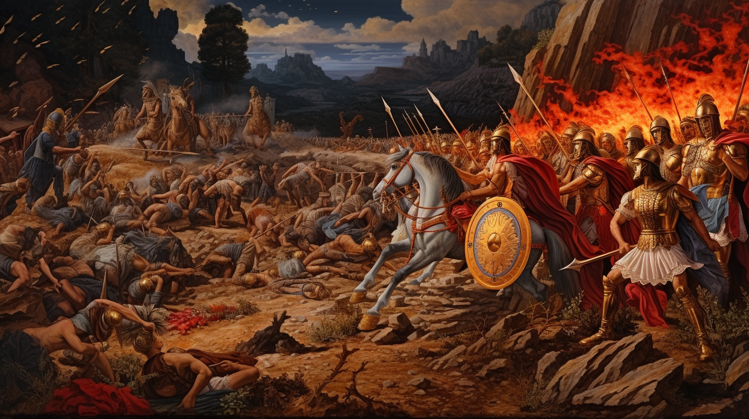 Detailed Battle of Alesia Painting