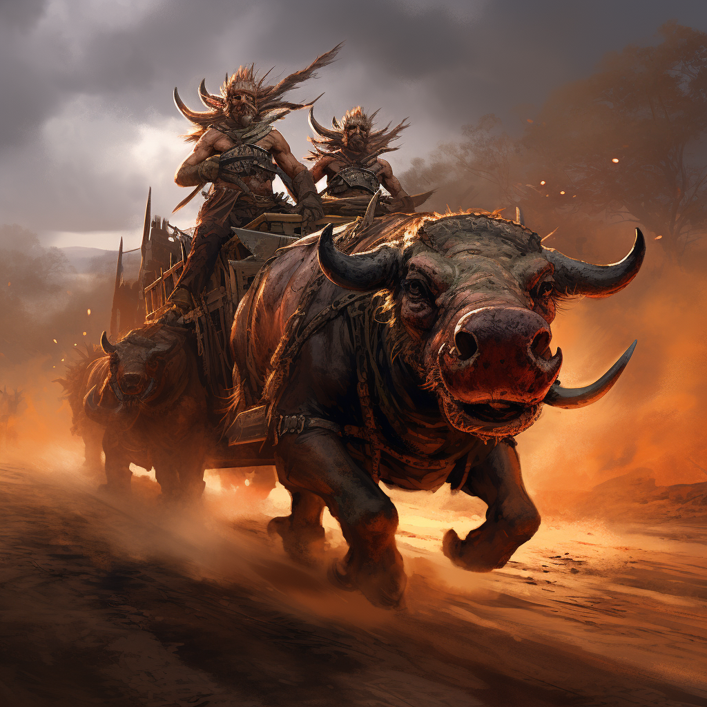 Warthogs pulling an epic battle chariot