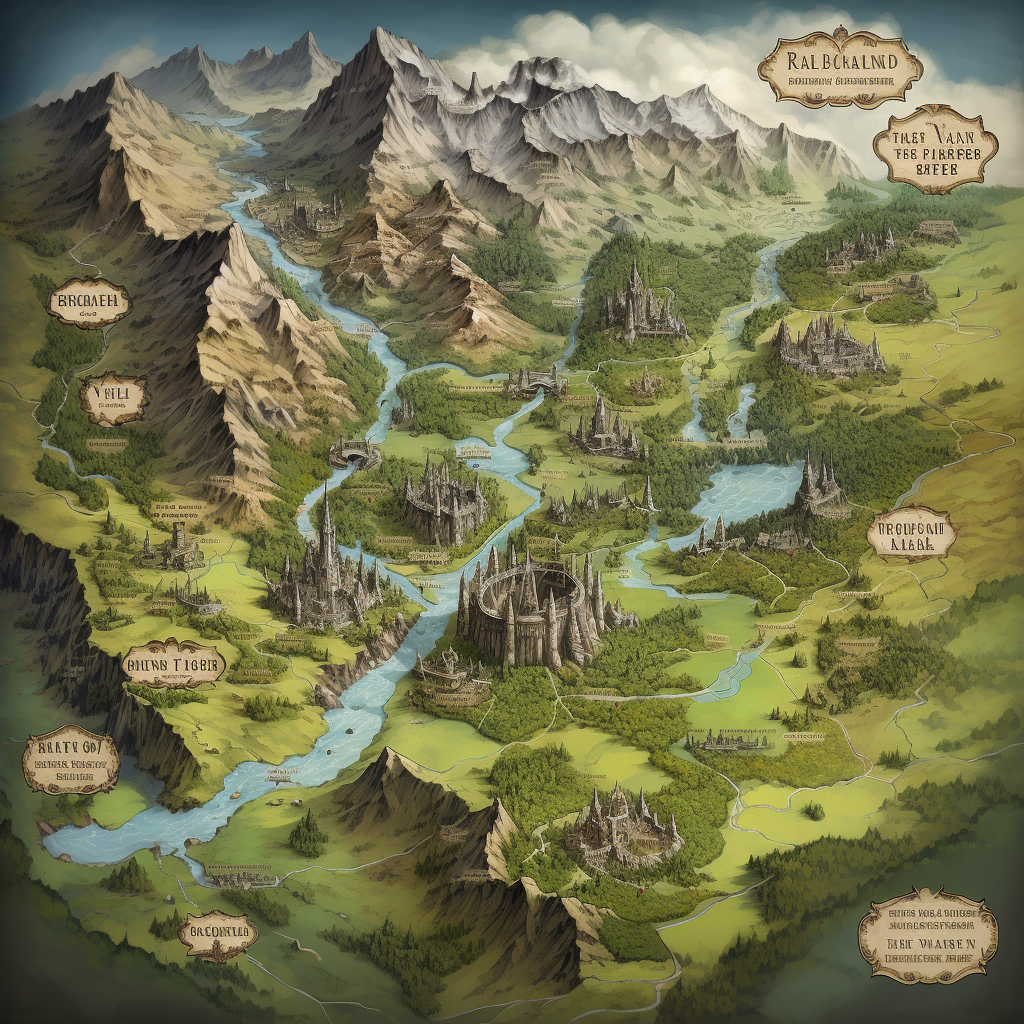 A detailed battle map of a medieval fantasy world