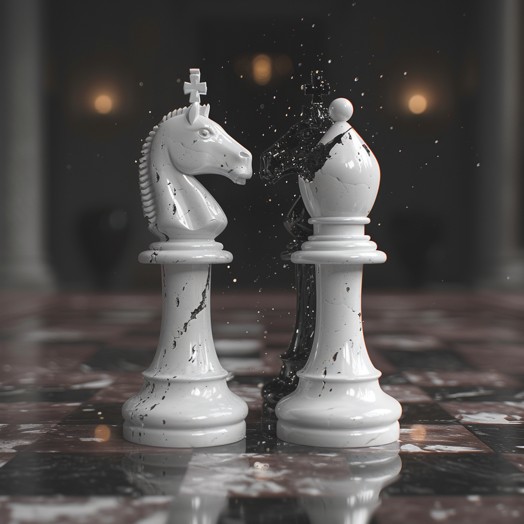 Chess Piece Battlefield Scene