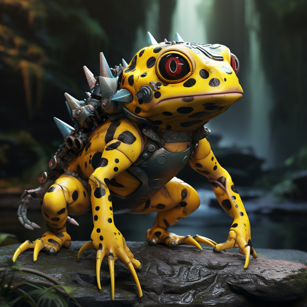 Yellow poison dart frog inspired by Battletoads