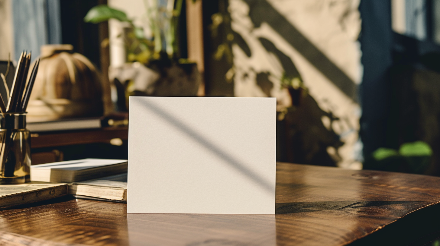 Bauhaus style blank card on table