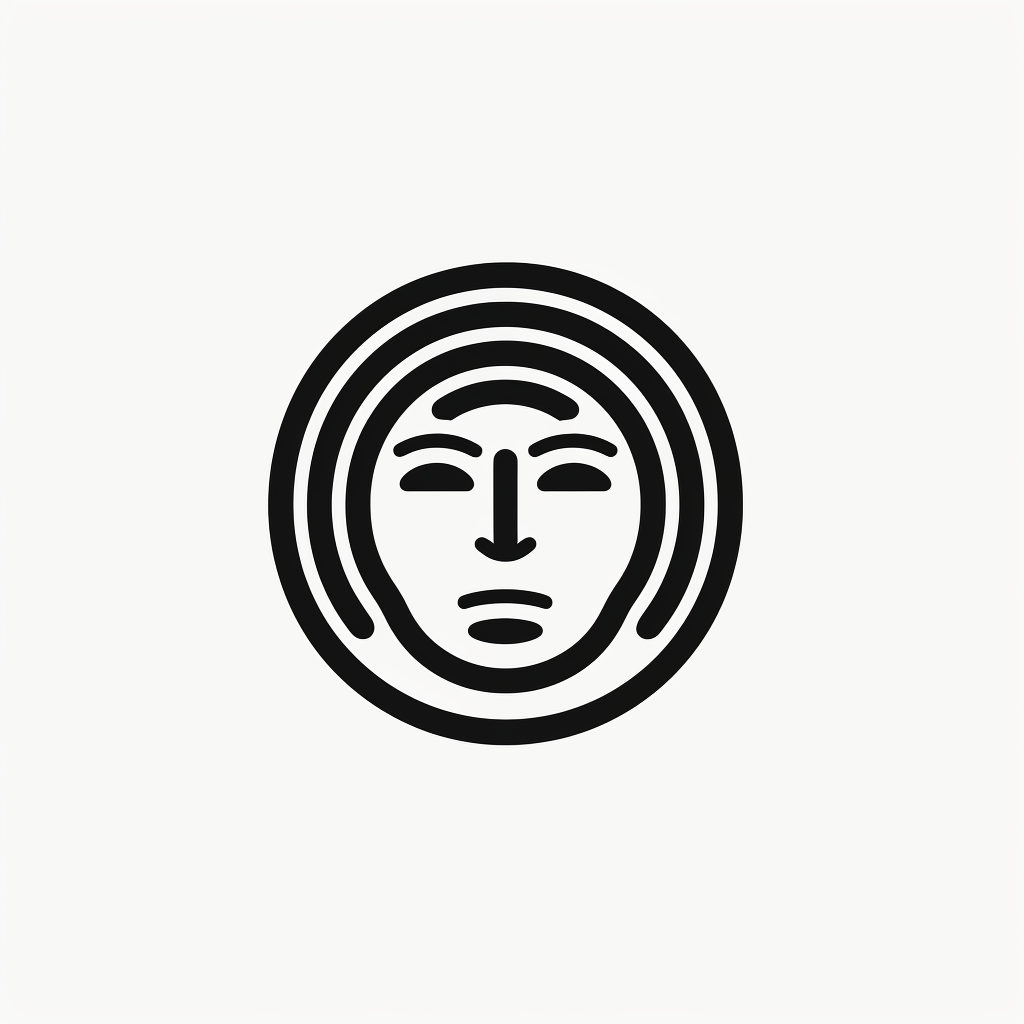 Simple Bauhaus human head with healing and focus elements