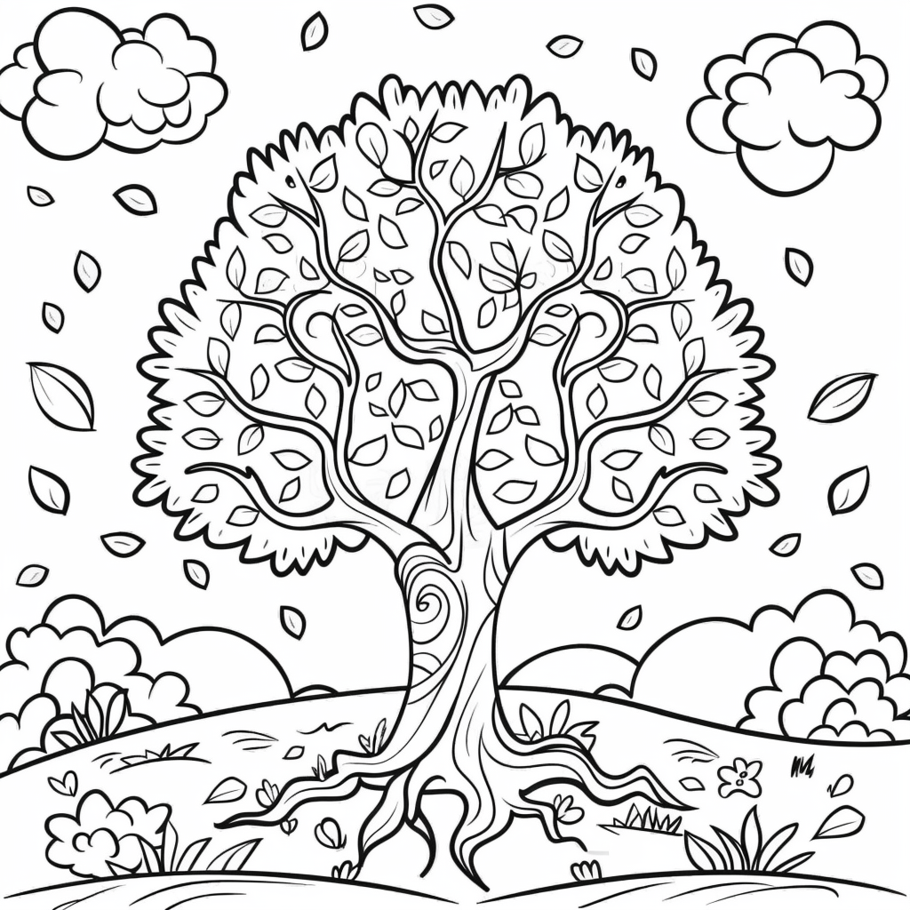 Tree Coloring Page for Kids