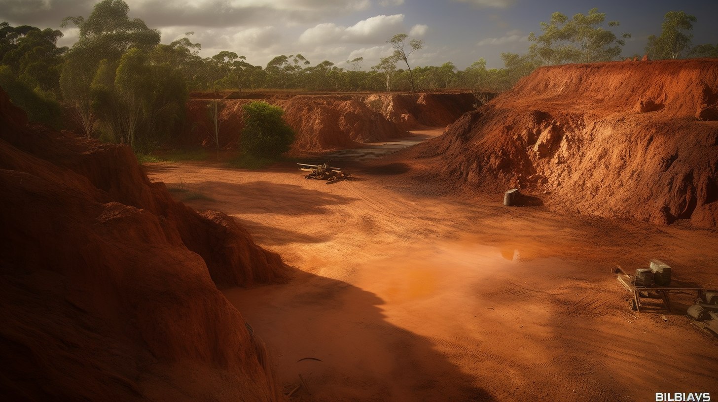 Photorealistic image of bauxite mine