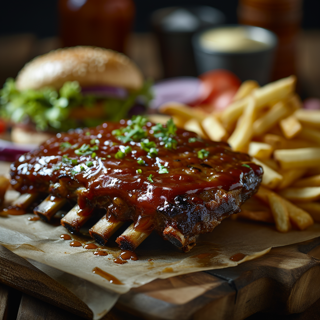 Tasty BBQ Rib and Hamburger Combo