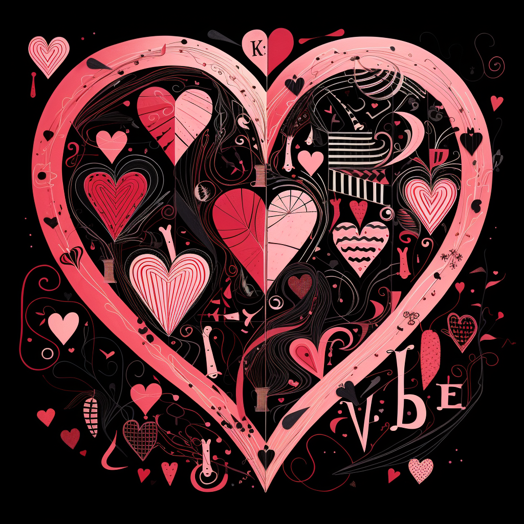 Pink and black Valentine typography