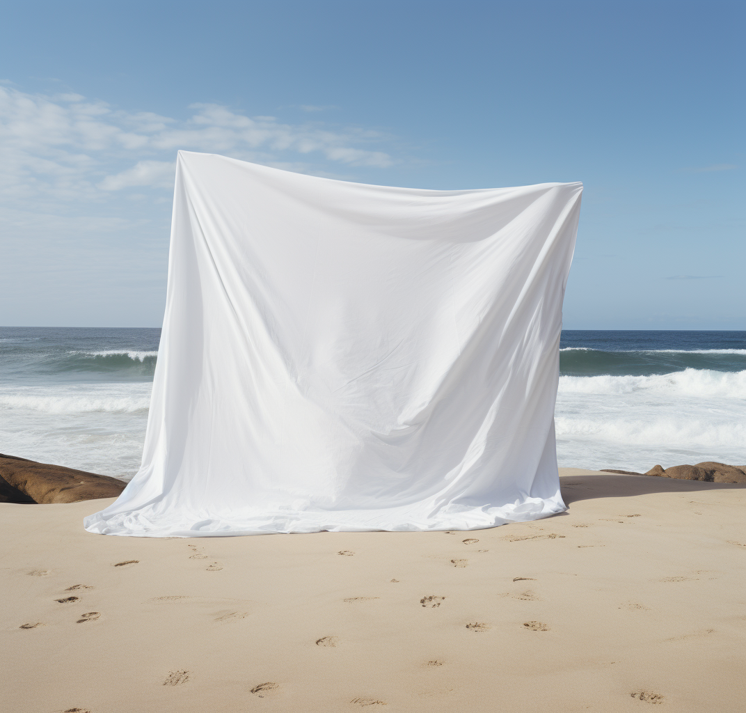 Beautiful beach blanket on white background