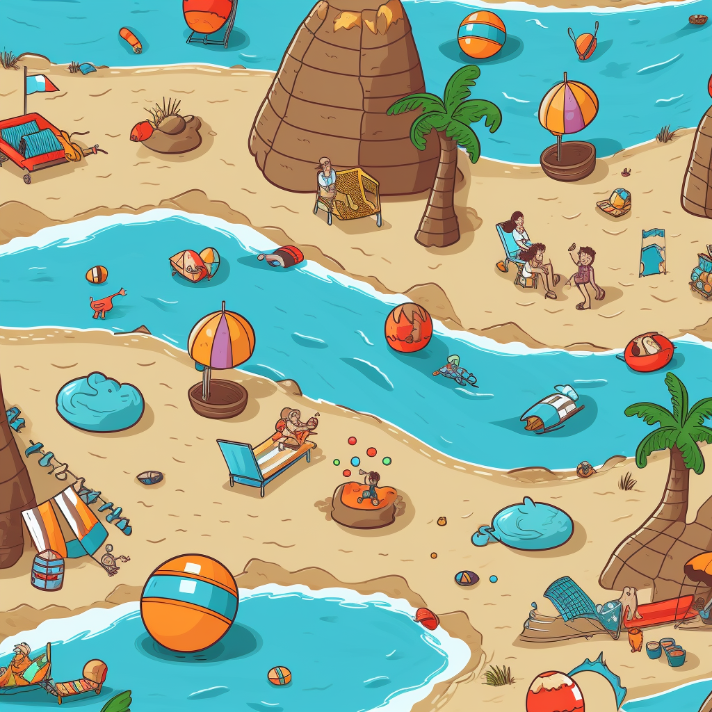 Fun beach cartoon pattern