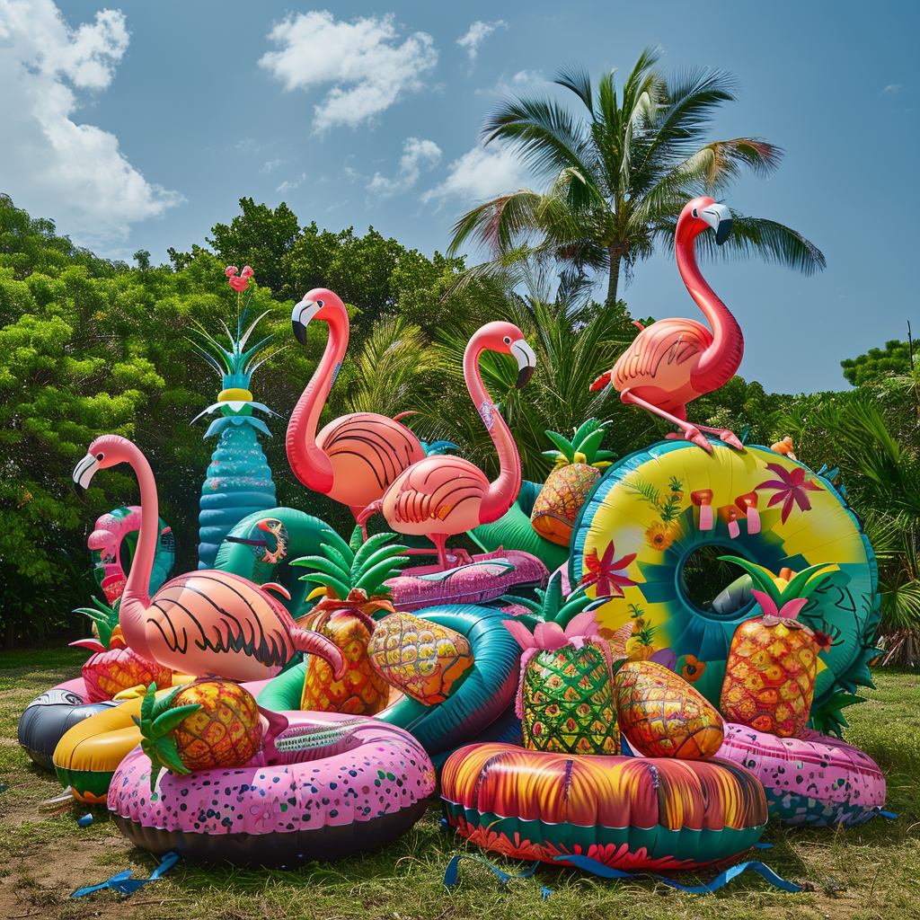 Vibrant beach inflatable sculpture art