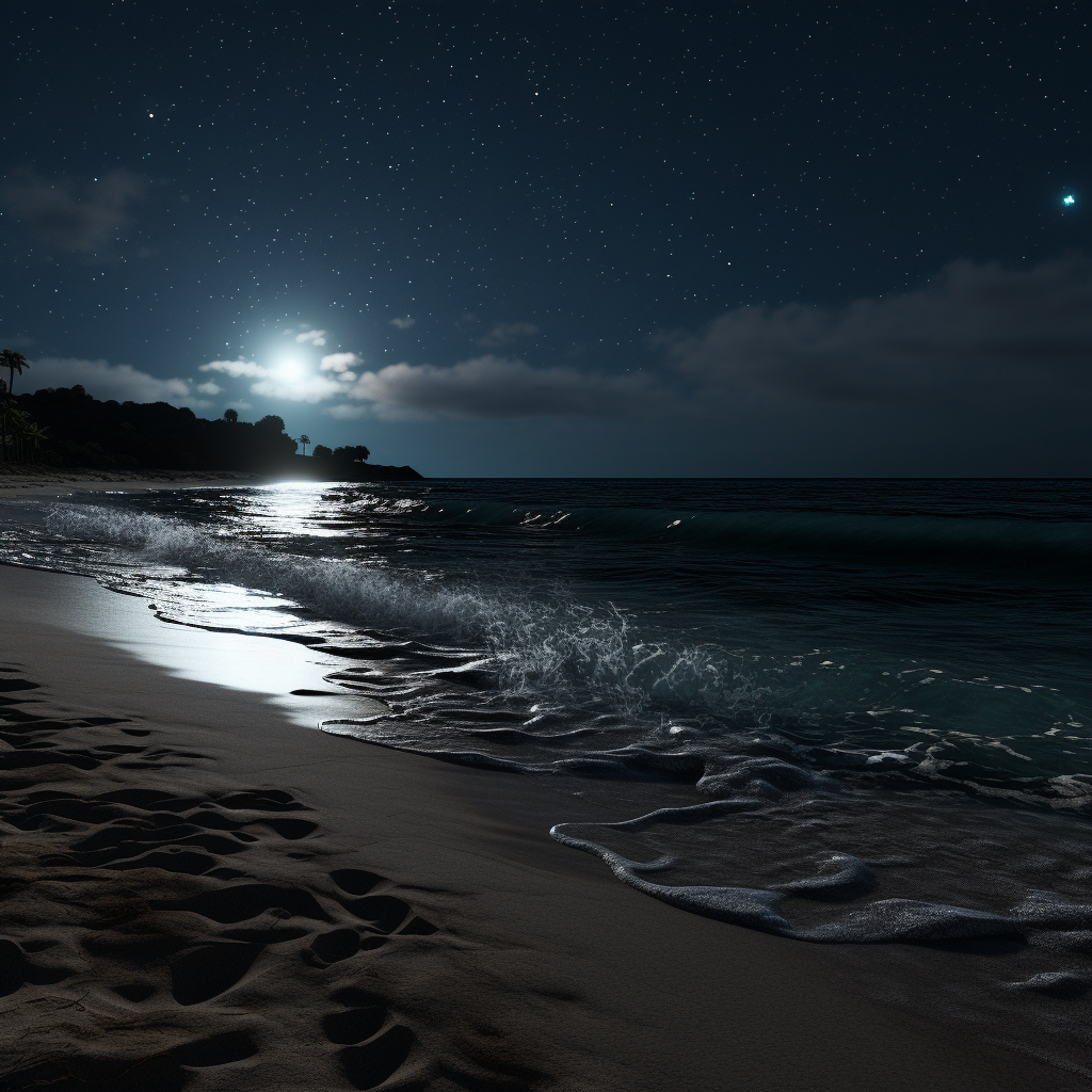 Nighttime Ocean at Beach